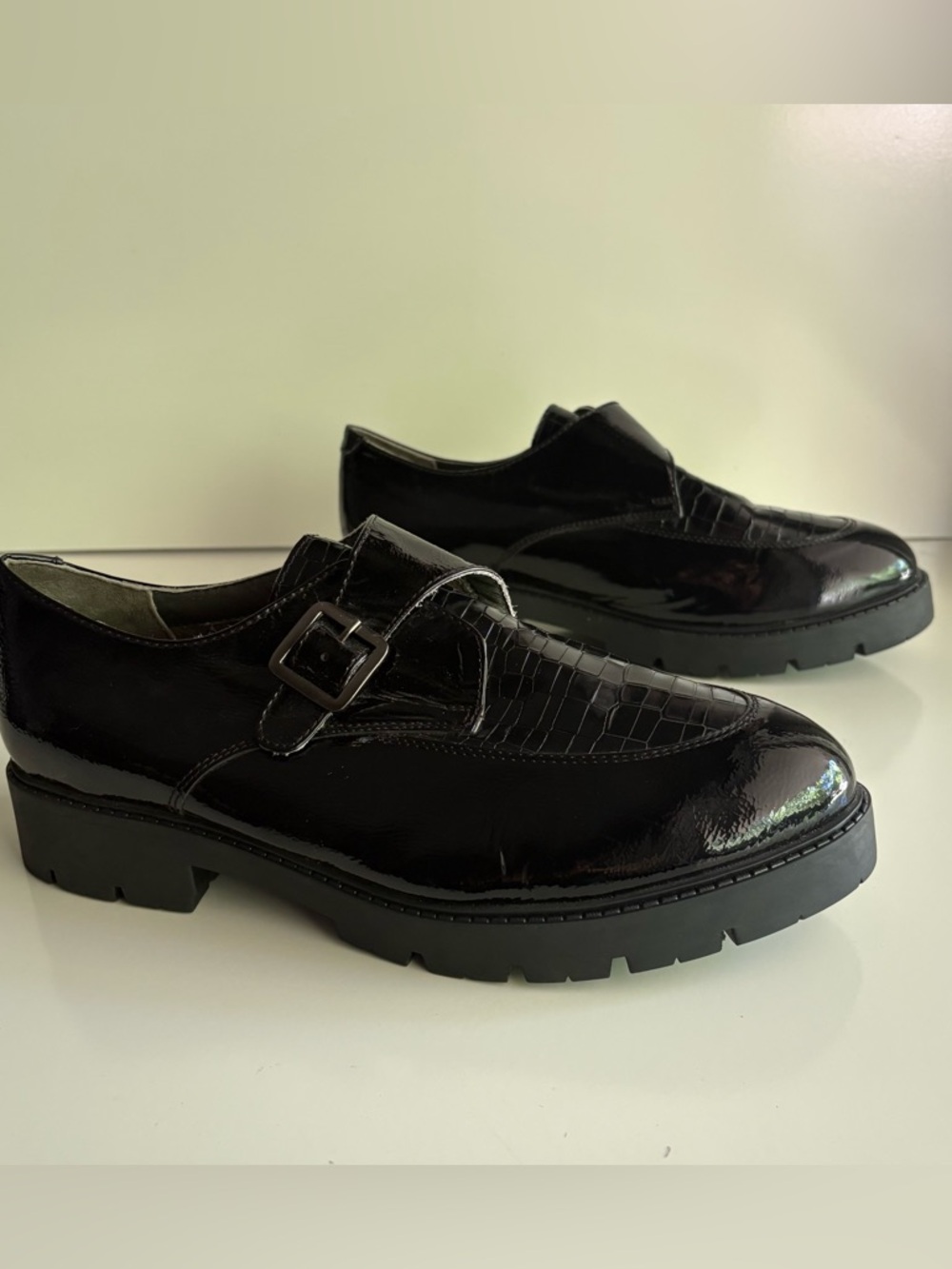 Seychelles Catch Me Black Patent Monk Strap Loafers Size 11 - Picture 3 of 8